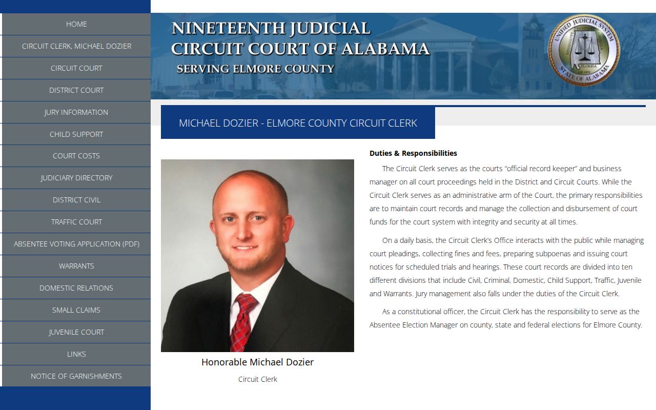 Elmore County Circuit Clerk records office page