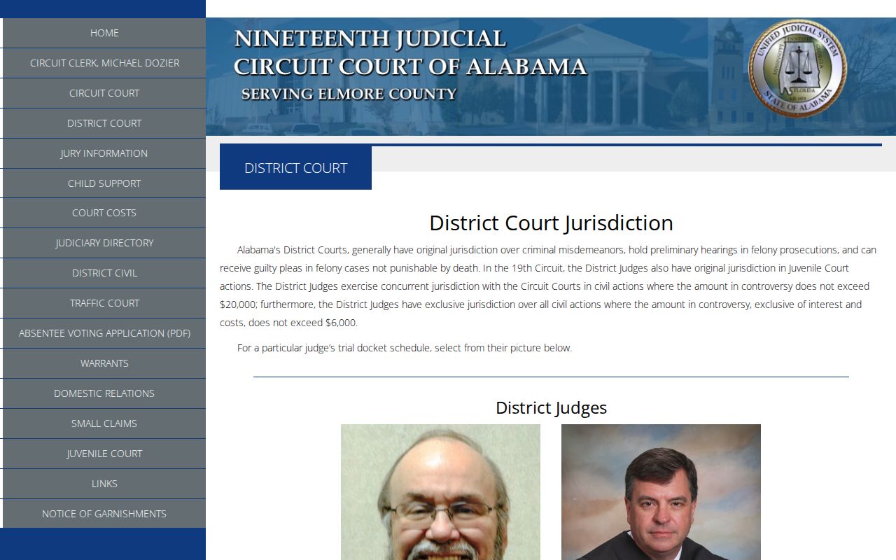 Elmore County District Court jurisdiction and judge roster