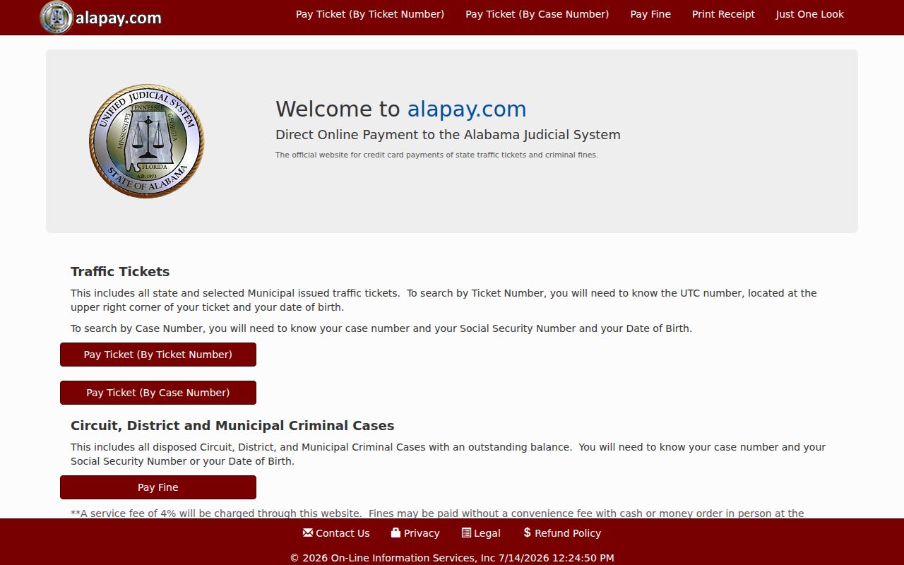 Elmore County traffic court records Alapay citation payment portal