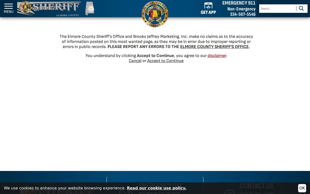 Elmore County warrant records most wanted disclaimer