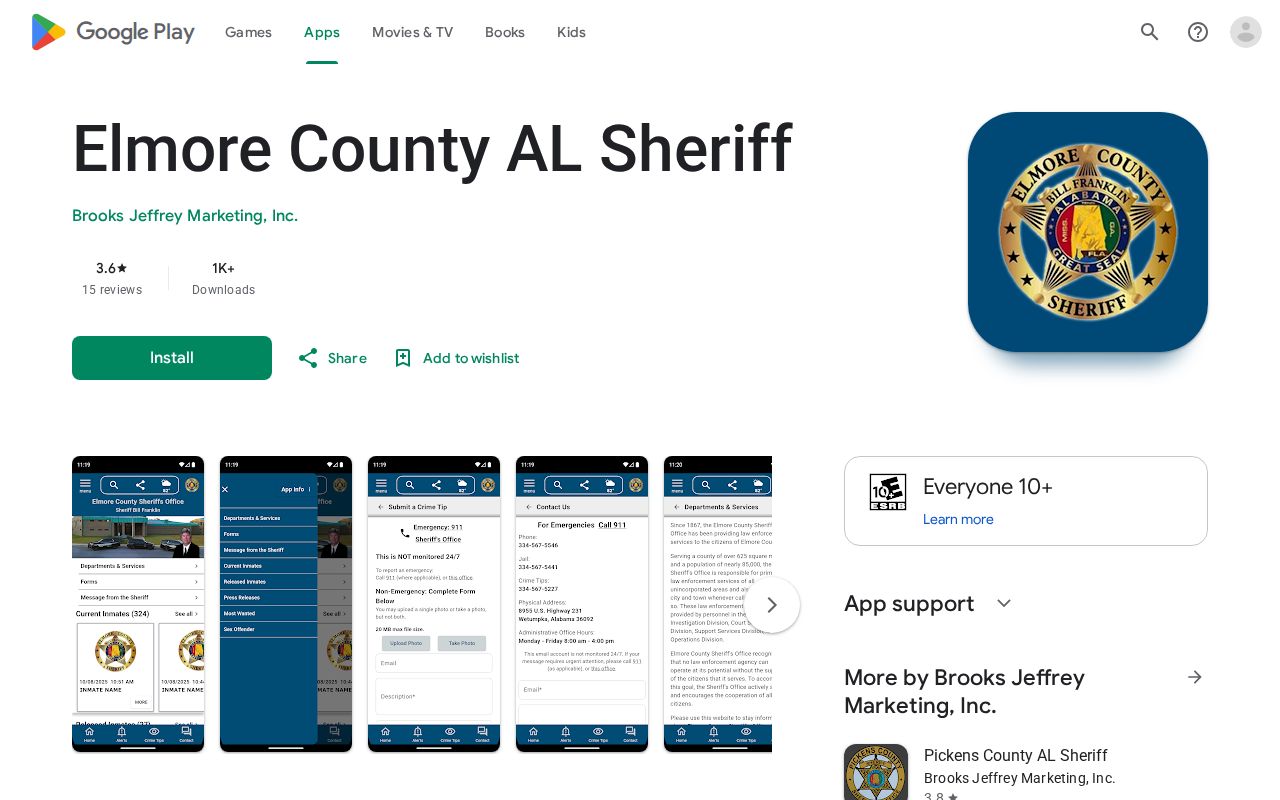 Elmore County inmate search sheriff app Google Play reference