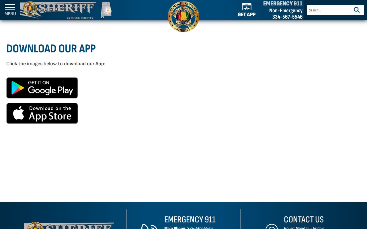 Elmore County warrant records sheriff app page